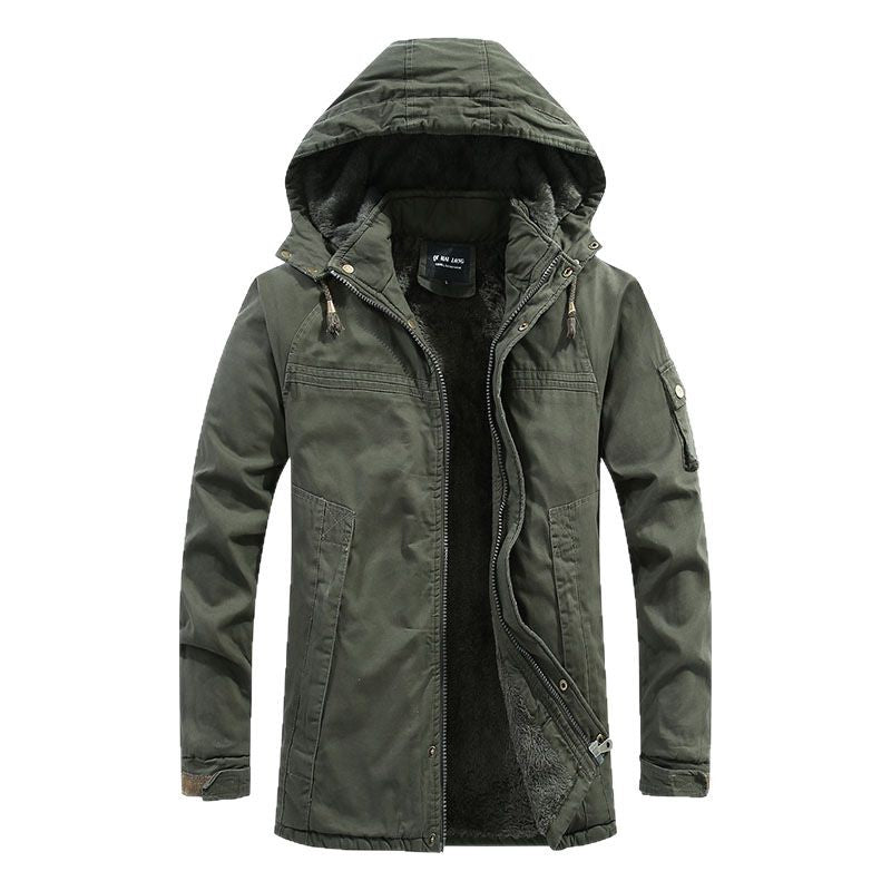 Herren Parka mit Kapuze und Teddyfutter winddichte wasserabweisende Winterjacke Drune