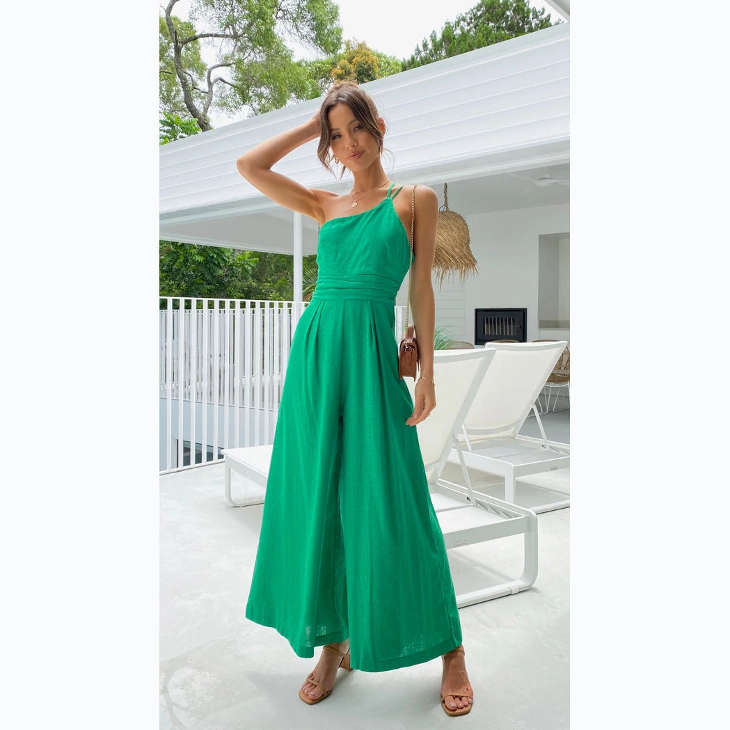 Damen Jumpsuit mit weitem Bein und schickem Spaghettiträger Drune