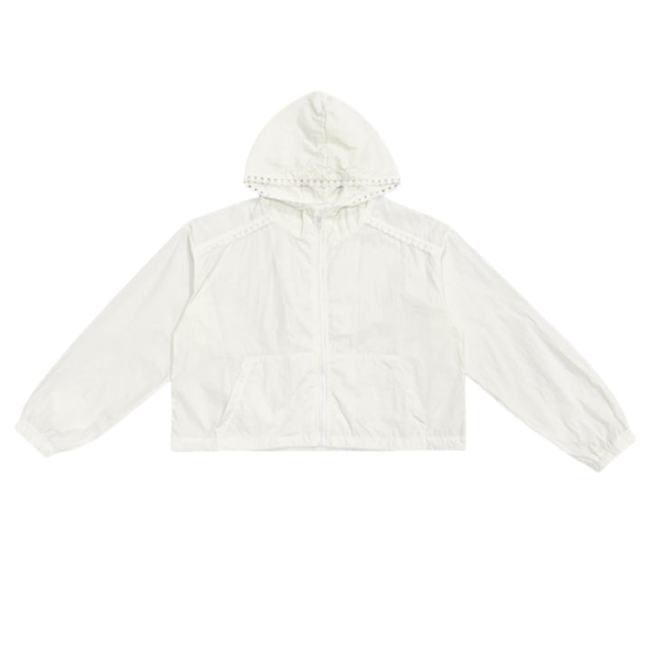 Damen modische cropped Jacke mit verstellbarem Kapuzenkragen Drune