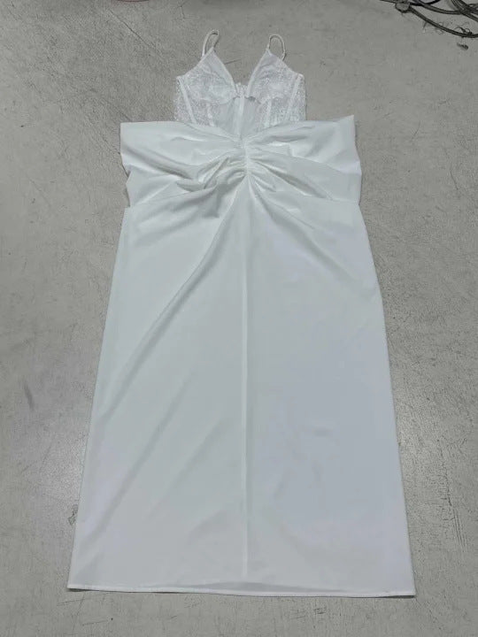 Damen elegantes Hochzeitskleid mit raffinierten Spitzenakzenten und fließendem Schnitt Drune