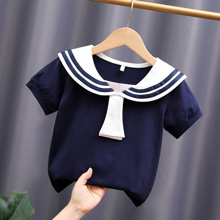 Mädchen Matrosenbluse mit klassischem Kragen und dekorativen Streifen Drune