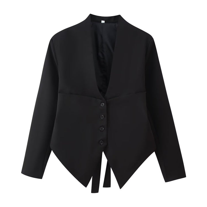 Damen Taillierte Blazerjacke mit Schalkragen, asymmetrischem Zipfelsaum und Knopfverschluss Drune