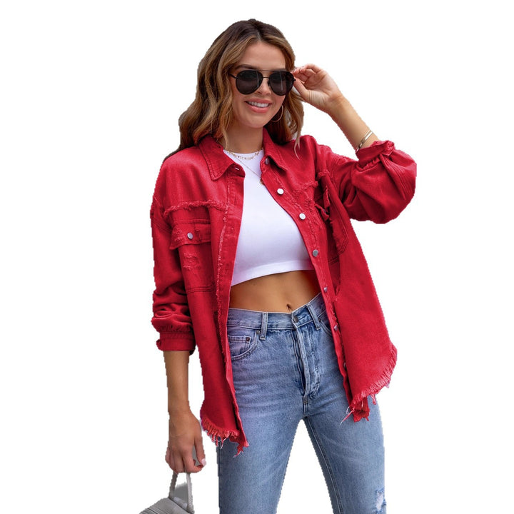 Damen Jeansjacke im lässigen Oversize-Schnitt mit fransigen Details Drune