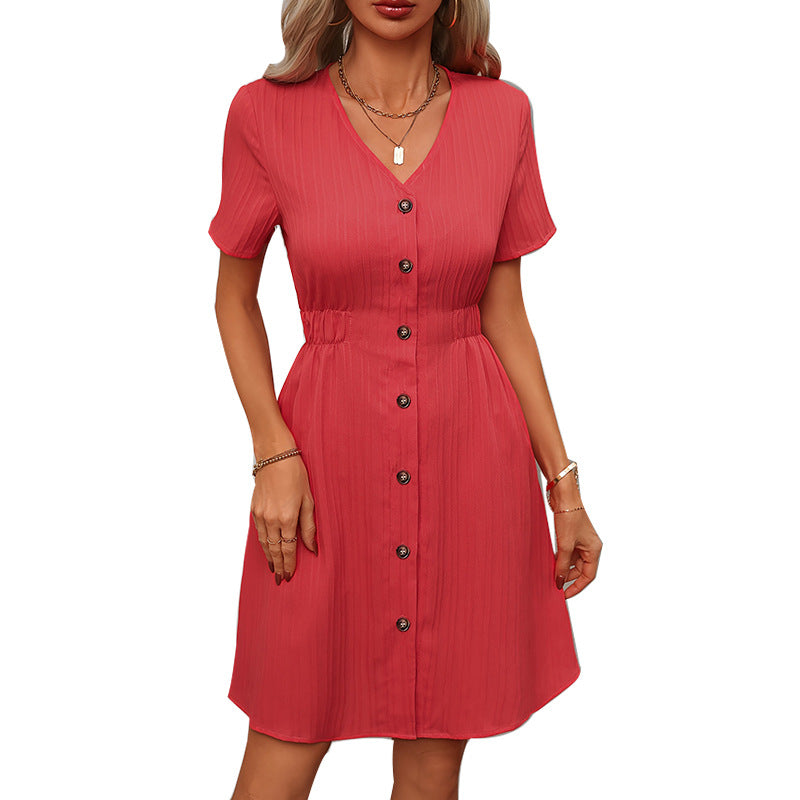 Damen Knopfkleid mit tailliertem Schnitt und eleganten Details Drune