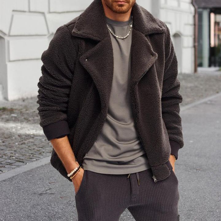 Herren Sherpa-Übergangsjacke mit Reverskragen und Rippbündchen Drune