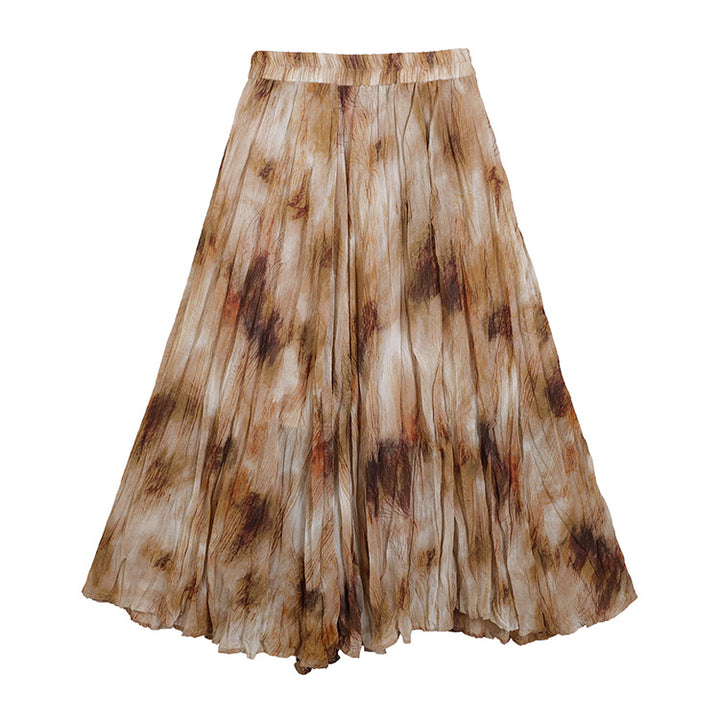 Damen nan fein gefalteter Midirock mit Vintage Blumenprint und elastischem Taillenbund Drune