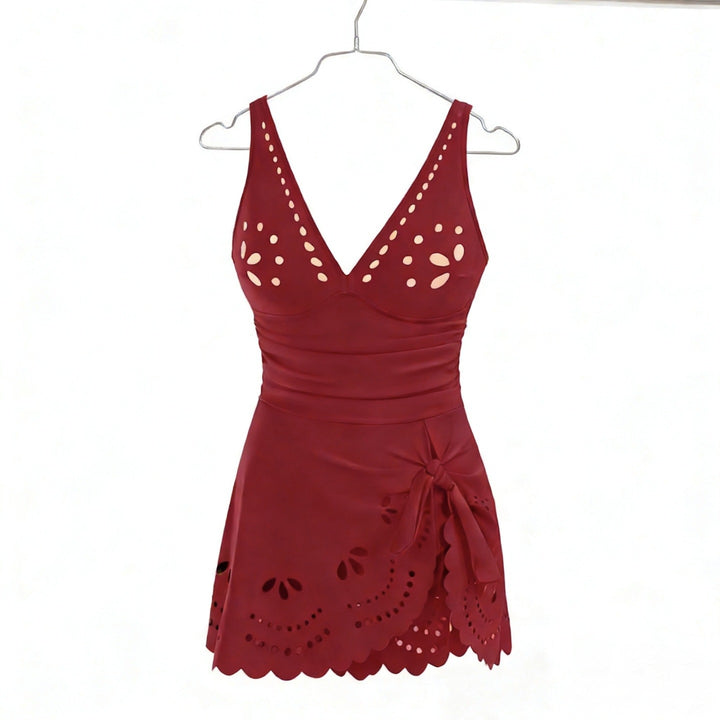 Damen Eleganter Badeanzug mit modischen Ausschnitten und Rüschendetails Drune