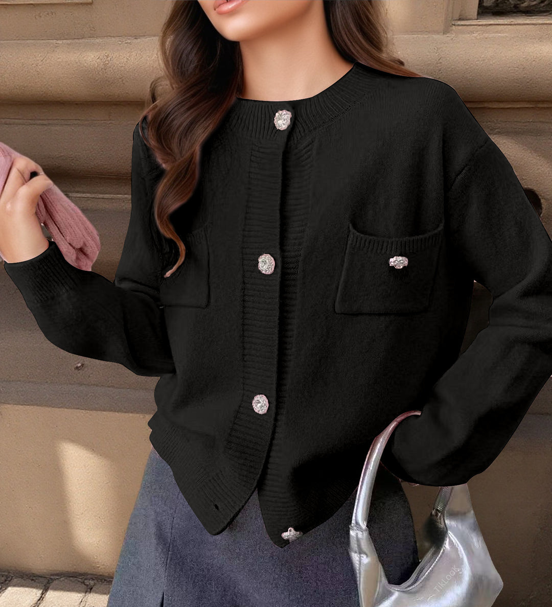 Damen Strickjacke mit eleganten Knopfdetails und praktischen Taschen Drune
