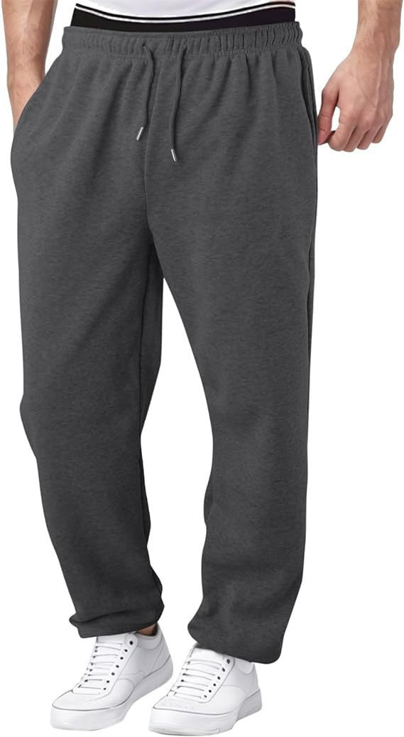 Herren nan Relaxed-Fit Sweatpants mit geradem Bein Fleece-Innenfutter und elastischem Kordelbund Drune