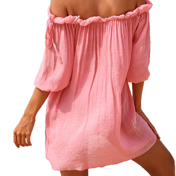 Damen Off-Shoulder Strandkleid Drune