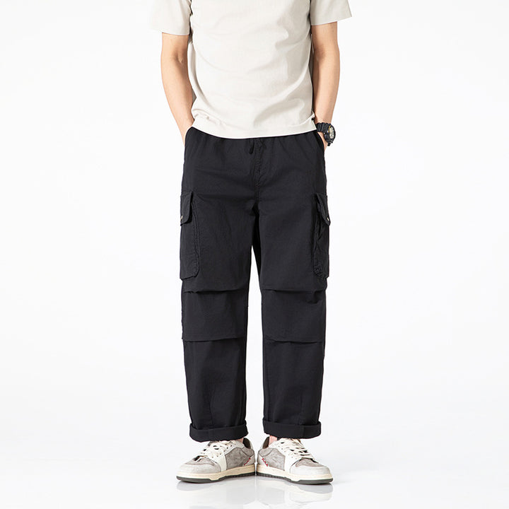 Herren Relaxed-Fit Multi-Taschen Cargo-Hose aus leichtem Baumwollmix Drune