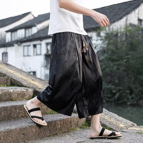 Herren luftige Haremshose mit elegantem Muster und elastischem Bund Drune