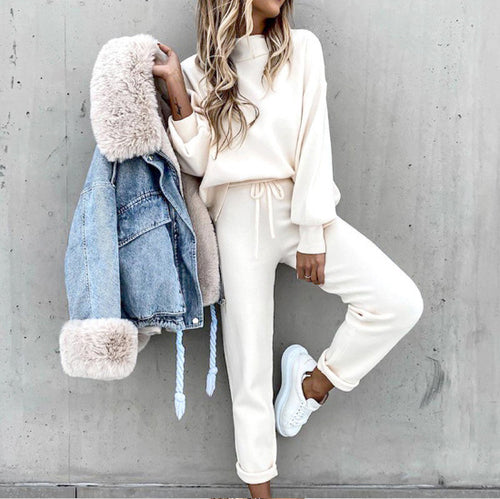 Damen Loungewear Jumpsuit mit eleganten Puffärmeln und verstellbarem Taillenzug Drune