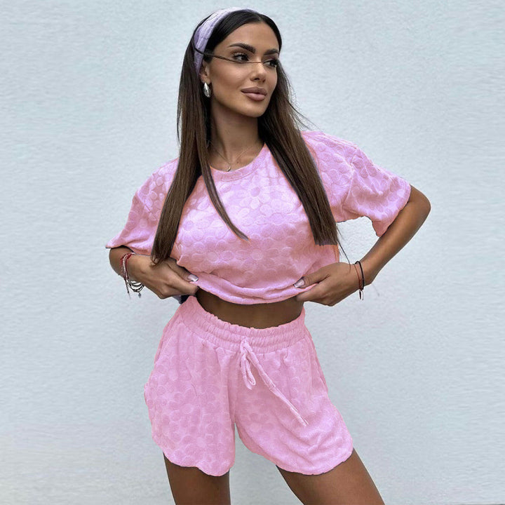 Damen Sportliches Zweiteiliges Set mit luftigen Shorts und T-Shirt Drune