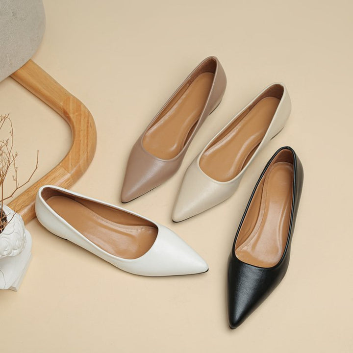 Damen elegante spitze Ballerinas mit bequemem Blockabsatz Drune