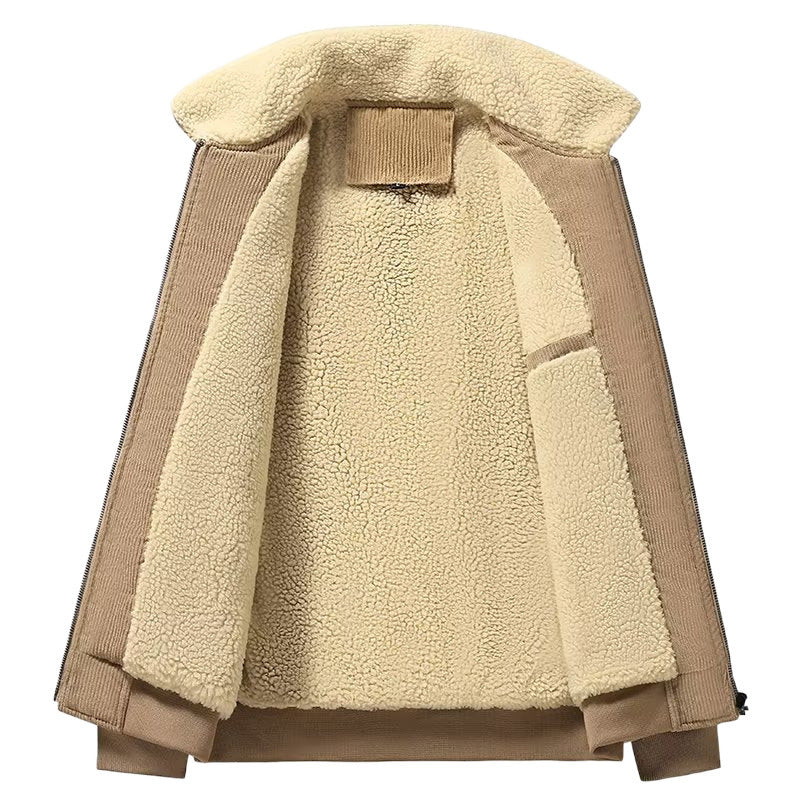 Herren Cord-Workerjacke mit Teddyfutter, Reißverschluss und Pattentasche Drune