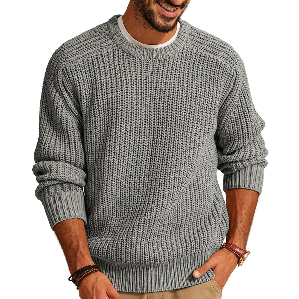 Herren lockerer Grobstrickpullover mit Raglanärmeln Drune