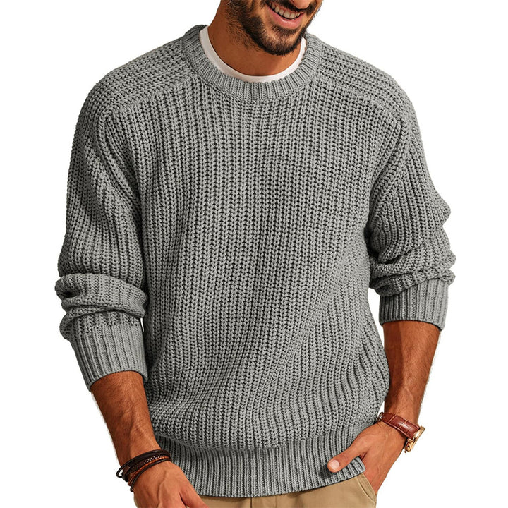 Herren Grobstrick Pullover mit Rundhalsausschnitt und lässigem Schnitt Drune