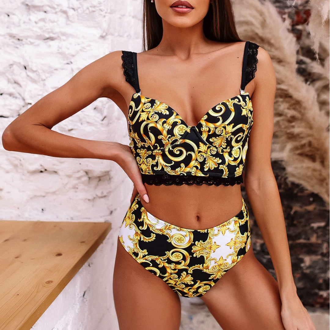 Damen Push-Up Bikini mit verzierten Trägern Drune