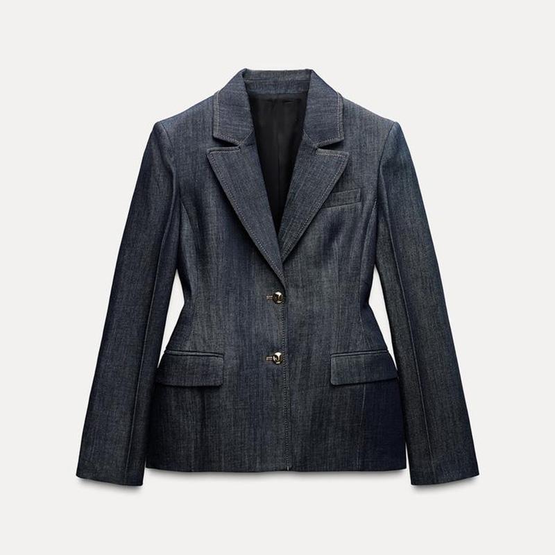 Damen Jeansblazer im modernen Look mit tailliertem Schnitt und praktischen Taschen Drune