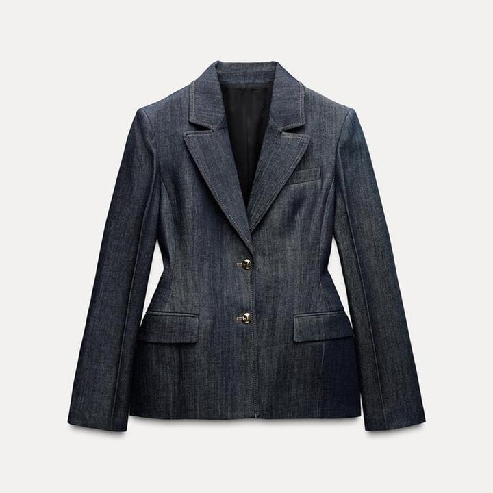 Damen Jeansblazer im modernen Look mit tailliertem Schnitt und praktischen Taschen Drune