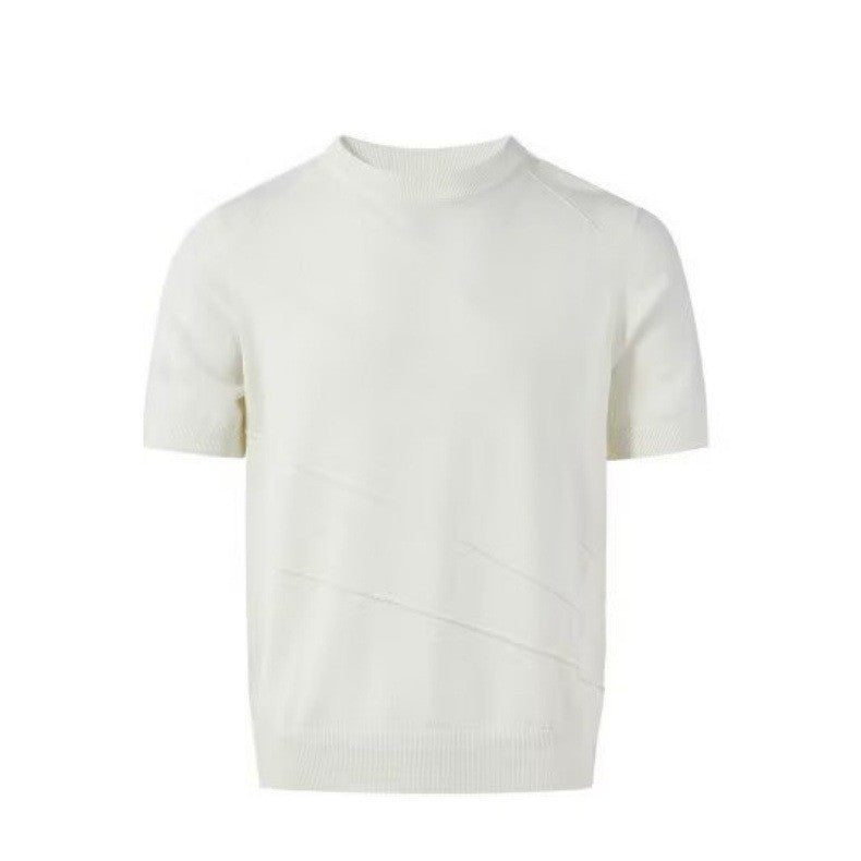 Herren Modisches Strick-T-Shirt mit Rundhalsausschnitt Drune