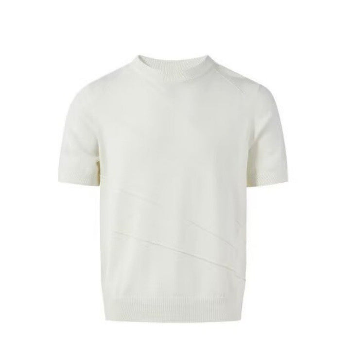 Herren Modisches Strick-T-Shirt mit Rundhalsausschnitt Drune