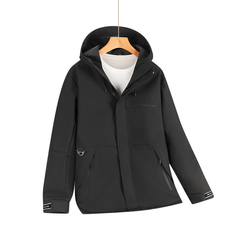 Herren Wasserabweisende Softshell-Kapuzenjacke mit verdeckten Reißverschlüssen und urbanem Schnitt Drune