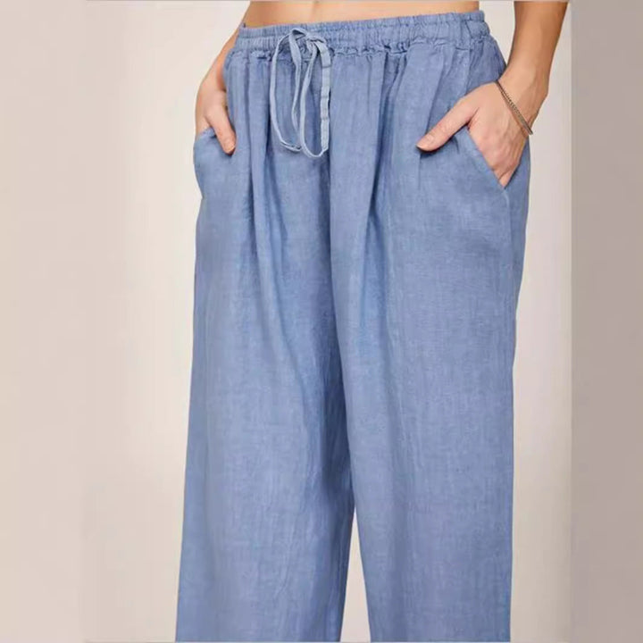Damen Leinenhose mit weitem Bein und praktischen Seitentaschen Drune
