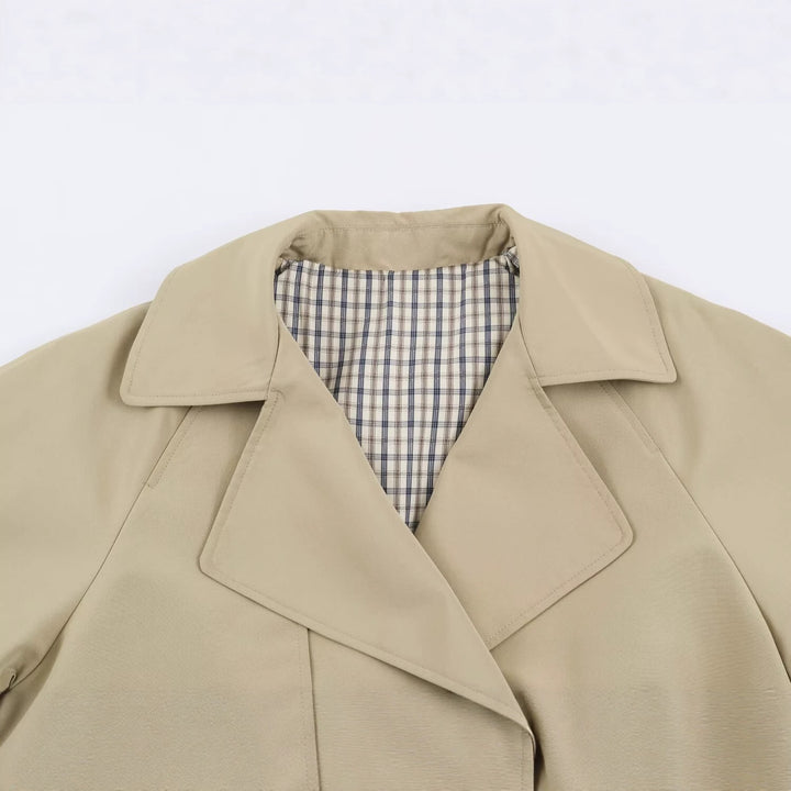 Damen Kurzer Oversize-Trenchcoat mit Tunnelzug-Taille und breitem Revers Drune