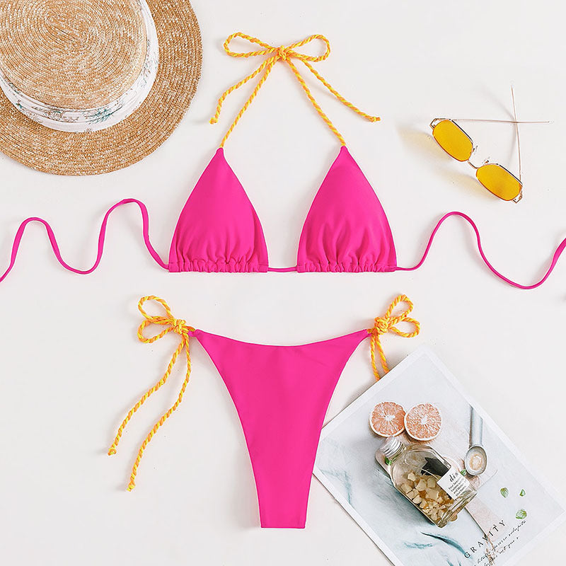 Damen Triangel-Bikini mit verstellbaren Trägern und bunten Akzenten Drune