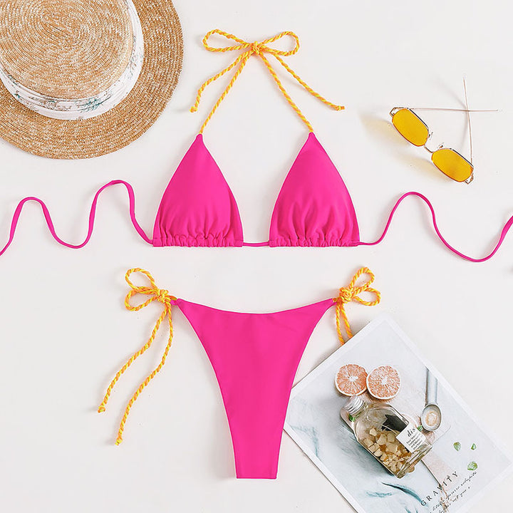 Damen Triangel-Bikini mit verstellbaren Trägern und bunten Akzenten Drune