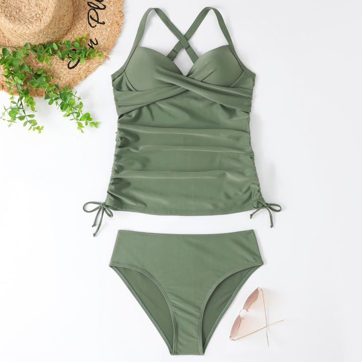 Damen Tankini-Set mit elegantem Wickeldesign und raffinierter Rüsche Drune