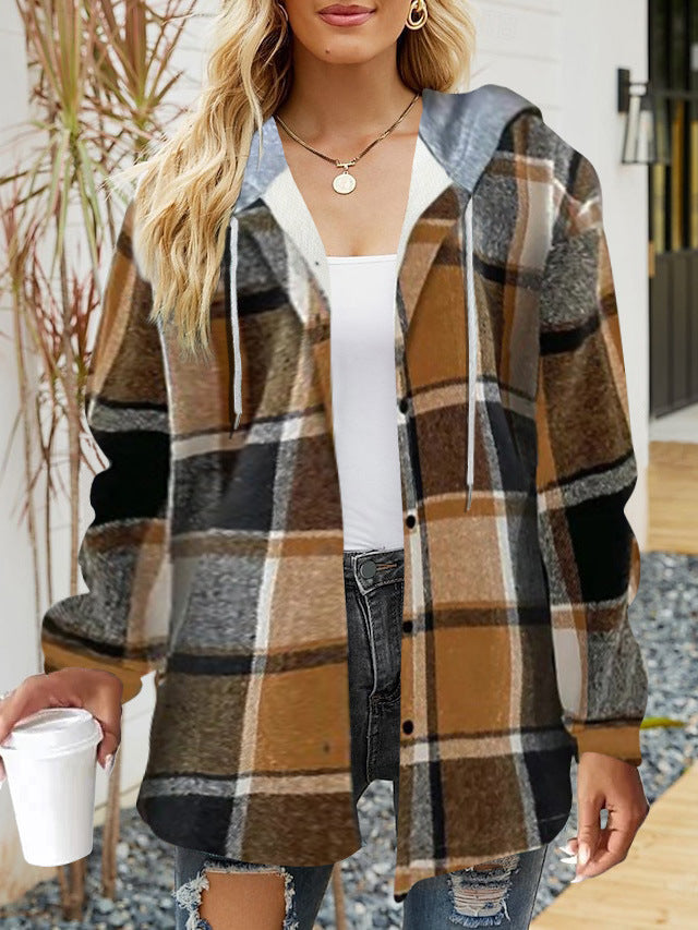 Frauen Oversized Hoodie mit Druckknopfverschluss und Kontrastbesatz Drune