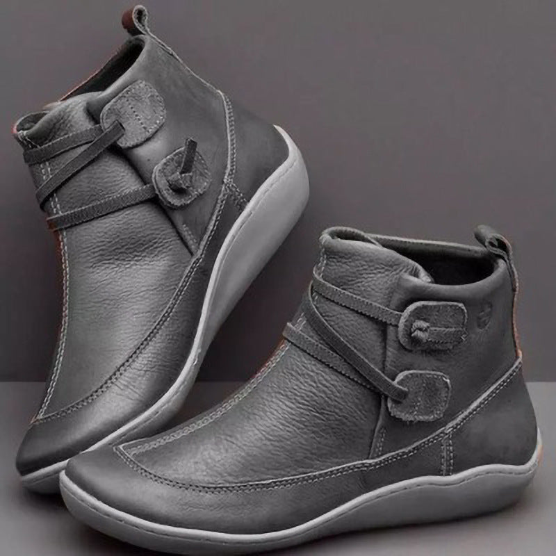 Damen Lederoptik-Stiefelette mit gepolstertem Komfortfußbett und schlanker Plateausohle Drune