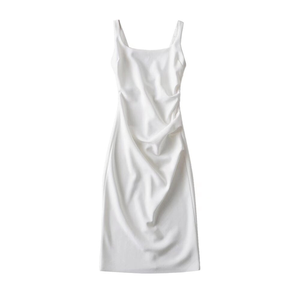Damen figurbetontes Midi-Kleid mit elegantem Rüschendetail Drune