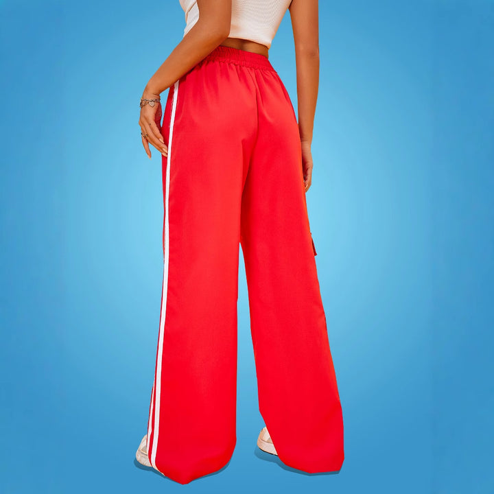 Damen weite Sporthose mit seitlichen Streifen und Cargo-Taschen Drune