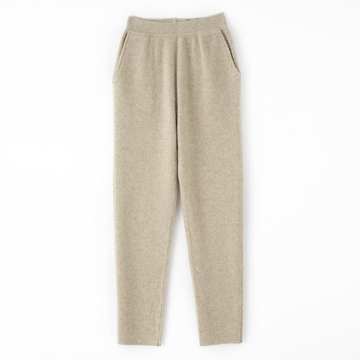 Damen Kaschmir‑Optik Strickhose mit elastischem Bund, konischer Silhouette und Eingrifftaschen Drune