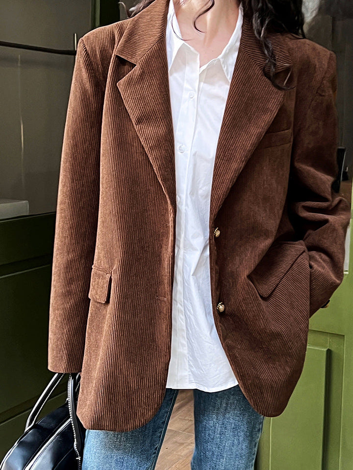 Drune | Lockere Metallschnalle Cordjacke