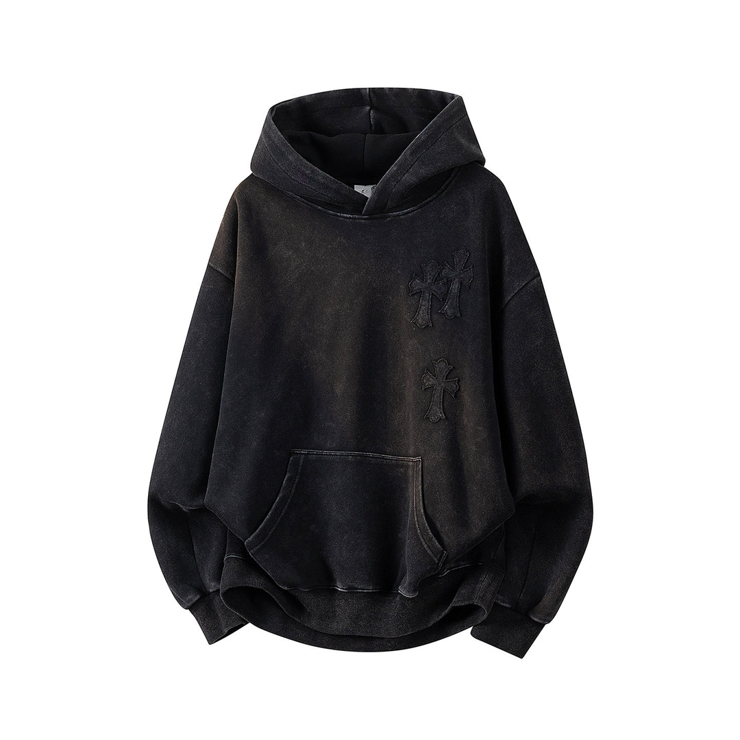Unisex Oversize Kapuzenpullover mit handschriftlichem Grafik-Print, Kängurutasche & geripptem Saum Drune