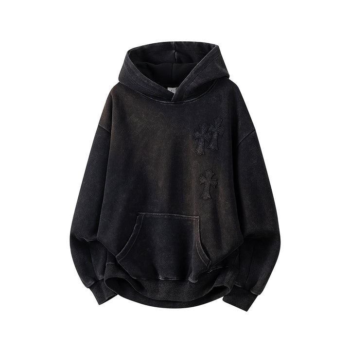 Unisex Oversize Kapuzenpullover mit handschriftlichem Grafik-Print, Kängurutasche & geripptem Saum Drune