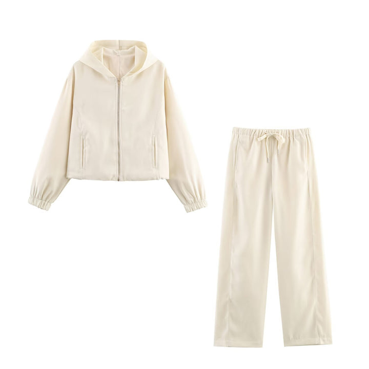 Damen Boxy-Kapuzenjacke aus Veloursoptik mit durchgehendem Reißverschluss und Gummsaum Drune