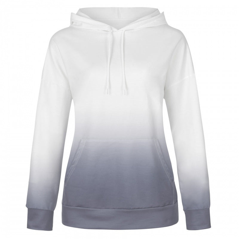 Damen Oversize Kapuzenpullover mit Dip-Dye Farbverlauf und Kängurutasche Drune