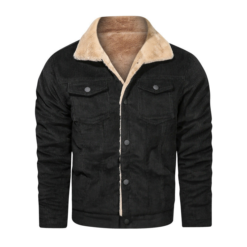 Herren Kord-Workerjacke mit Teddyfutter und Hemdkragen Drune