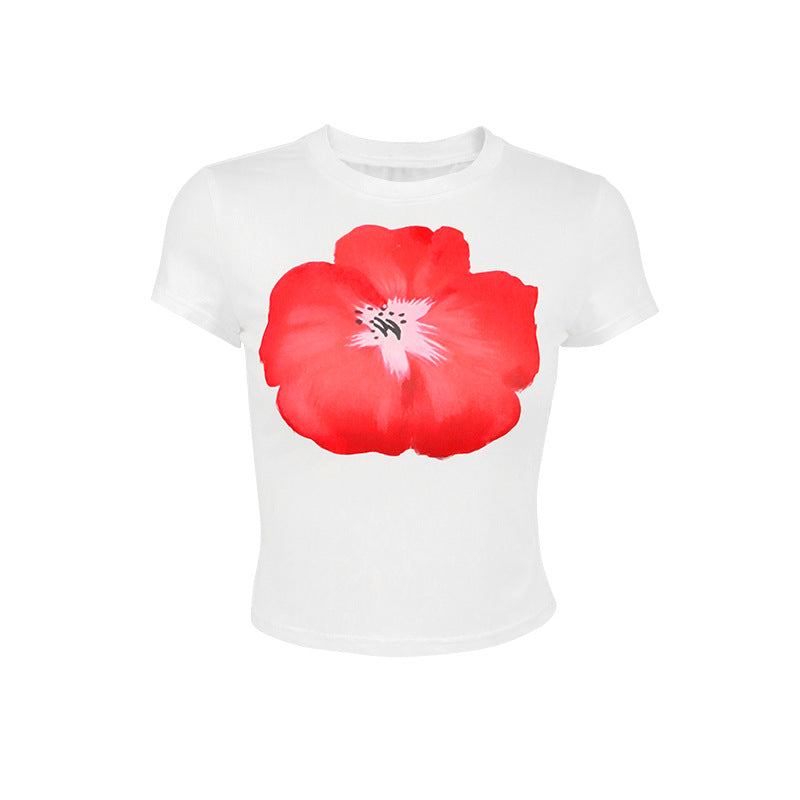 Damen Crop-T-Shirt mit floralem Print Drune