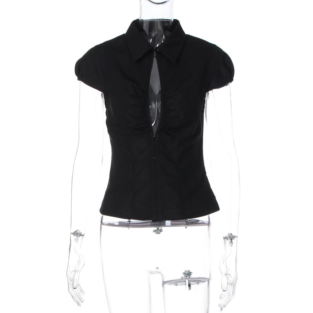 Damen Elegantes tailliertes Blusenshirt mit einem Reißverschluss Drune