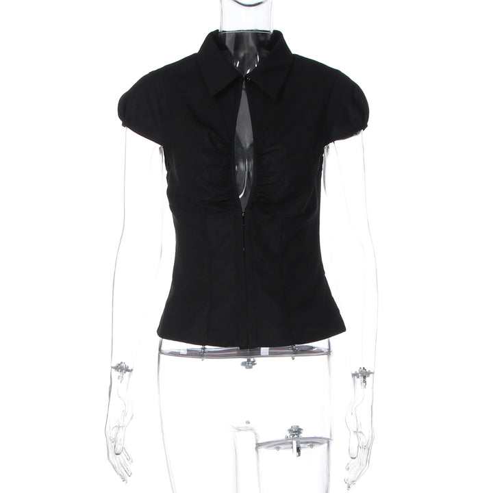 Damen Elegantes tailliertes Blusenshirt mit einem Reißverschluss Drune
