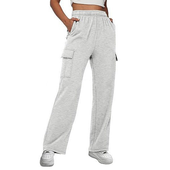 Damen Cargo-Hose mit weitem Bein, elastischem Bund und Cargotaschen Drune