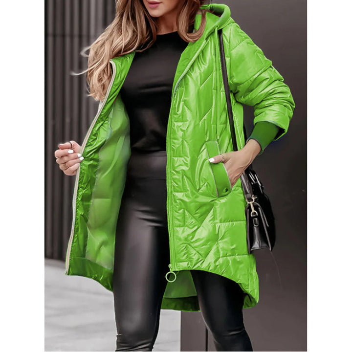 Damen Lässige Steppjacke mit Kapuze und großen Taschen Drune
