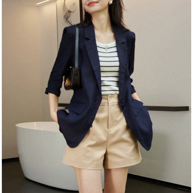 Damen Modischer Leinenblazer Drune